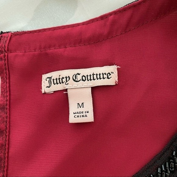 JUICY COUTURE beaded peplum burgundy key hole opening dressy woman top size M - Picture 8 of 12